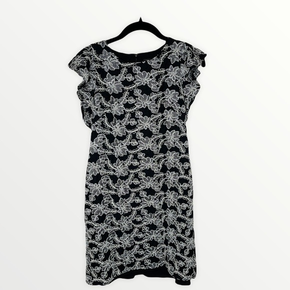ANN TAYLOR Black White Embroidered Shift Dress - Picture 1 of 7